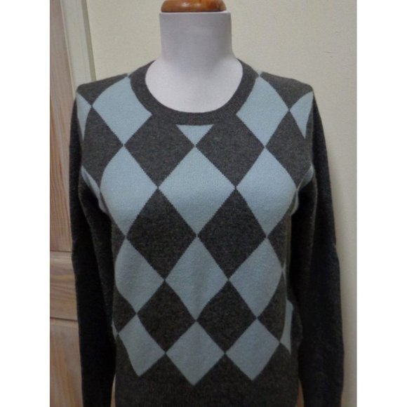 VGUC - TWEEDS Diamond Design 100% Cashmere Crewneck Sweater - Size M - Picture 2 of 6